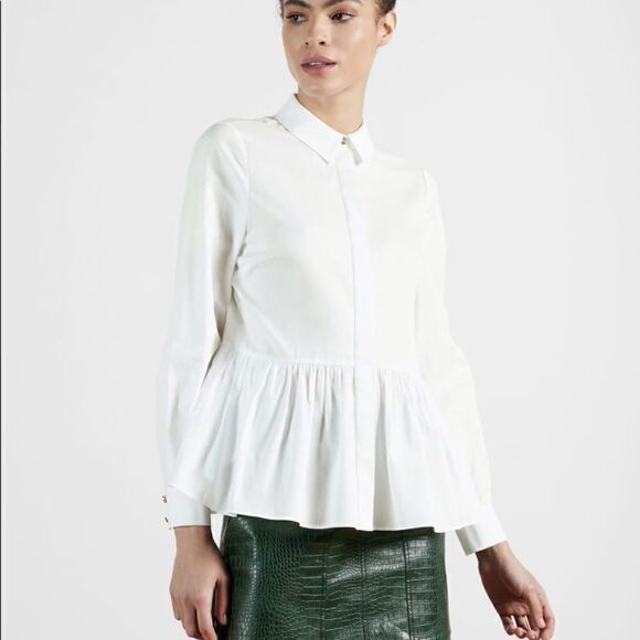 Ted Baker London | Women’s Cannan Gathered Over-sized Shirt White Size 2 - Picture 8 of 9